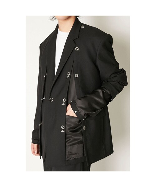 ターク TAAKK EYELETJACKET テーラードジャケット ブラック TAAKK（ターク）の「TAAKK : EYELET JACKET（テーラードジャケット