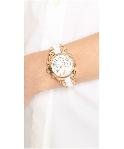 MICHAEL KORS（マイケルコース）の「Michael Kors Safari Chic Mini Bradshaw Watch（アナログ腕時計・レディース・Rose Gold/White・One Size）」の2枚目の写真