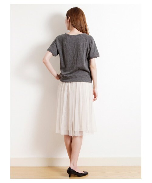 Green Parks fuuwa（グリーンパークスフーワ）の「・Uセット企画裏毛プルオーバー×チュールスカート（カットソー・レディース・杢ホワイト/杢グレー/チャコールグレー・F）」の6枚目の写真