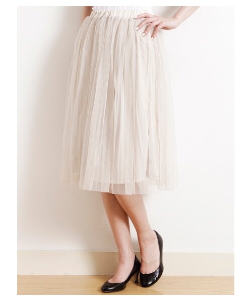 Green Parks fuuwa（グリーンパークスフーワ）の「・Uセット企画裏毛プルオーバー×チュールスカート（カットソー・レディース・杢ホワイト/杢グレー/チャコールグレー・F）」の9枚目の写真