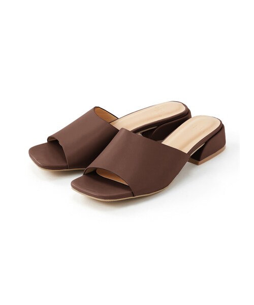 GRL（グレイル）の「スクエアトゥローヒールミュールサンダル（サンダル・レディース・パイソン/ブラウン/オフホワイト/ベージュ/グレージュ/ブルー/グリーン・24.5）」の3枚目の写真