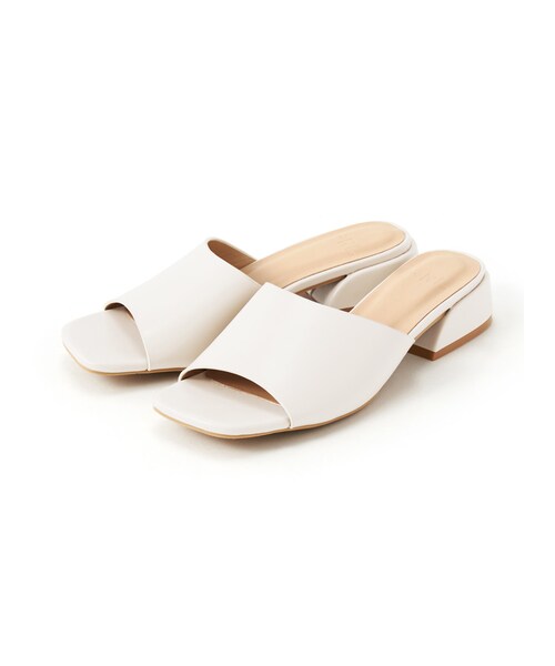 GRL（グレイル）の「スクエアトゥローヒールミュールサンダル（サンダル・レディース・パイソン/ブラウン/オフホワイト/ベージュ/グレージュ/ブルー/グリーン・24.5）」の2枚目の写真