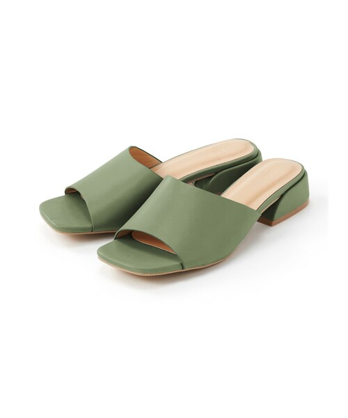 GRL（グレイル）の「スクエアトゥローヒールミュールサンダル（サンダル・レディース・パイソン/ブラウン/オフホワイト/ベージュ/グレージュ/ブルー/グリーン・24.5）」の6枚目の写真