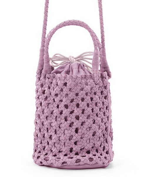 GRL（グレイル）の「巾着付きミニ編みバッグ（ショルダーバッグ・レディース・モカ/パープル/ブラック/ブラウン・F）」の4枚目の写真