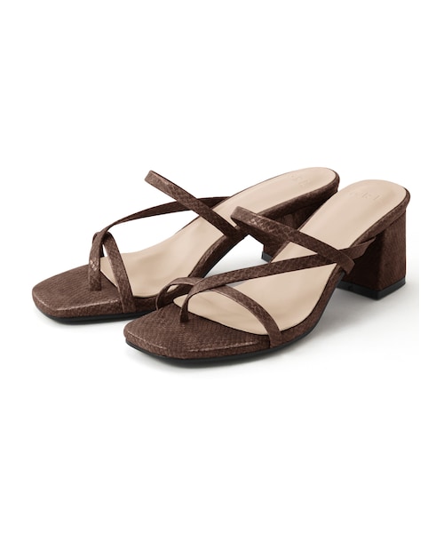 GRL（グレイル）の「パイソン柄ナローストラップサンダル（サンダル・レディース・ベージュ/モカ/ブラウン/ブラック・24.5）」の4枚目の写真