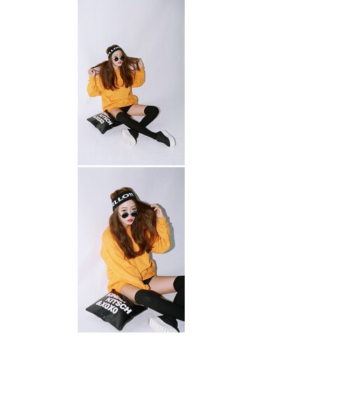 STYLENANDA（スタイルナンダ）の「カラフル無地ベーシックスウェットトレーナー（トップス・レディース・ネイビー/マスタード/オレンジ/ブラック/グリーン/パープル/メランジグレー/ワイン・フリーサイズ）」の18枚目の写真