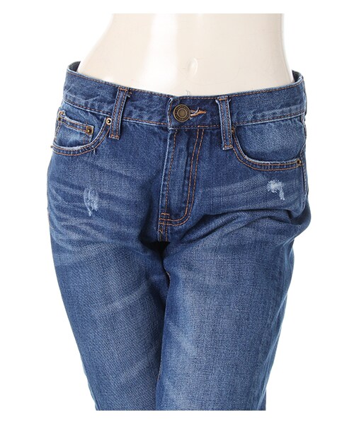 INGNI（イング）の「【Basic】クラッシュボーイズデニム／パンツB（パンツ・レディース・ﾌﾞﾙｰ/ｺﾝ・S/M）」の4枚目の写真