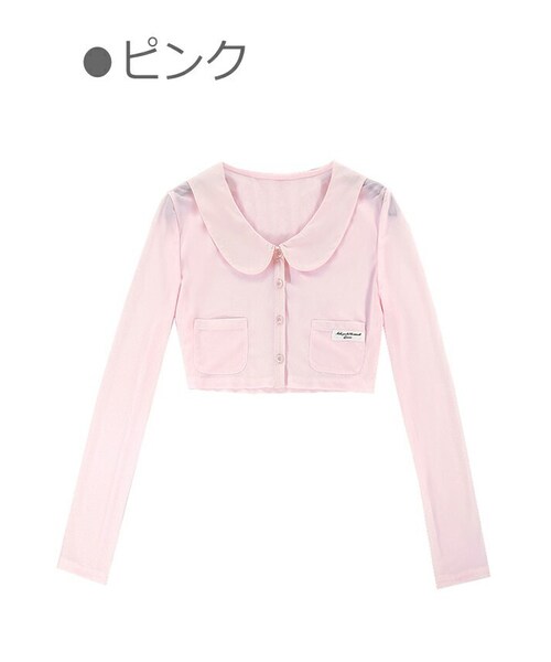 Bobon21（ボボンニジュウイチ）の「ミニ丈透かしサマーカーディガン-全２色-（カーディガン/ボレロ・レディース・ホワイト/ピンク・S/M/L）」の2枚目の写真