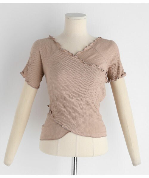 DHOLIC(ディーホリック)の「クロスリンクルウェーブTシャツ(Tシャツ/カットソー・レディース・ブラック/ベージュ/ホワイト・FREE)」の3枚目の写真