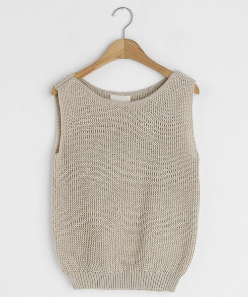 DHOLIC（ディーホリック）の「ラウンドニットスリーブレス（Tシャツ/カットソー・レディース・ブラウン/ホワイト/ベージュ・FREE）」の3枚目の写真