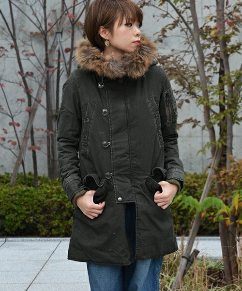 Johnbull Private labo(ジョンブルプライベートラボ)の「N-3Bジャケット(モッズコート・レディース・ブラック/カーキ/オリーブ・SMALL/MEDIUM/LARGE)」の6枚目の写真