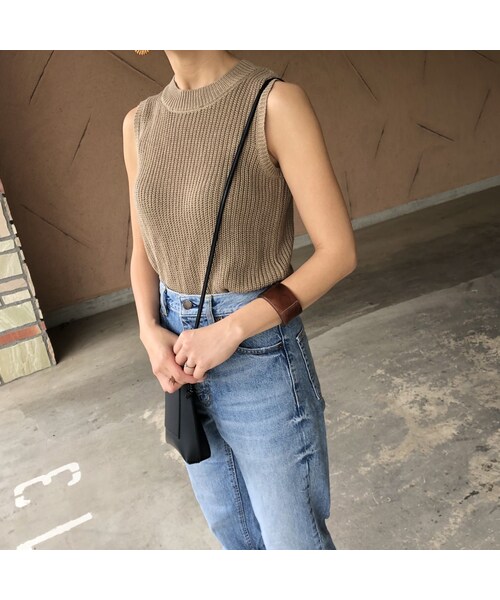 copine（コピン）の「着回し力抜群！大人ベーシックノースリーブざっくりニット(3color)【クリックポスト対象商品】（タンクトップ・レディース・その他）」の2枚目の写真