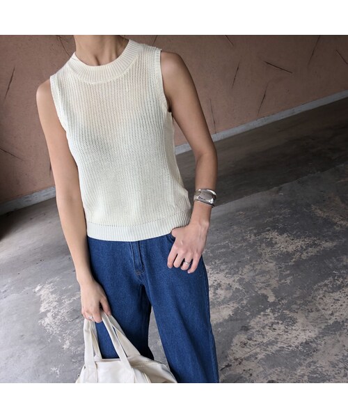 copine（コピン）の「着回し力抜群！大人ベーシックノースリーブざっくりニット(3color)【クリックポスト対象商品】（タンクトップ・レディース・その他）」の10枚目の写真