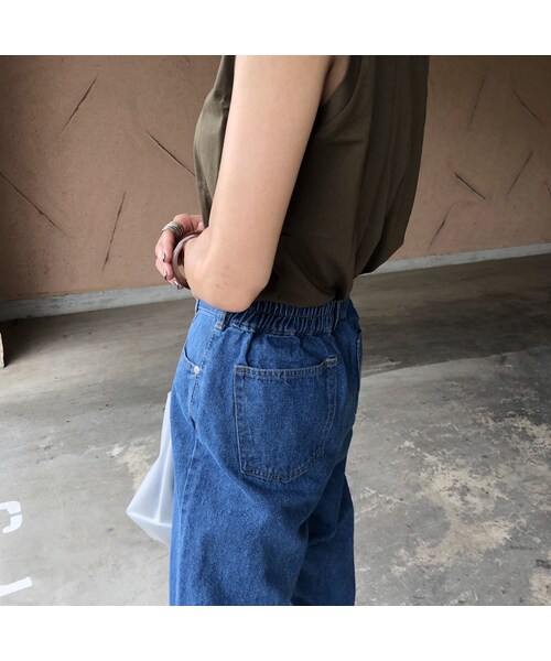 copine（コピン）の「楽な着心地ウエストゴム！裾カットオフデザインワイドデニムパンツ【クリックポスト対象商品】（デニムパンツ・レディース・その他）」の11枚目の写真