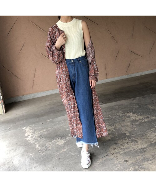 copine（コピン）の「楽な着心地ウエストゴム！裾カットオフデザインワイドデニムパンツ【クリックポスト対象商品】（デニムパンツ・レディース・その他）」の4枚目の写真