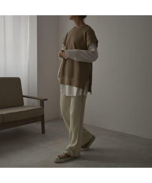 Lavish Gate（ラヴィッシュゲート）の「tops-04044　日本製　２way サーマル ベスト　ブラウン　モカ（ベスト・レディース・その他）」の5枚目の写真