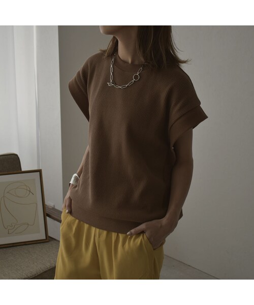 Lavish Gate（ラヴィッシュゲート）の「tops-04044　日本製　２way サーマル ベスト　ブラウン　モカ（ベスト・レディース・その他）」の6枚目の写真