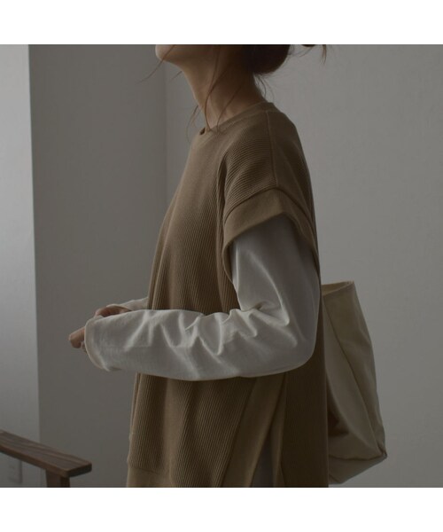 Lavish Gate（ラヴィッシュゲート）の「tops-04044　日本製　２way サーマル ベスト　ブラウン　モカ（ベスト・レディース・その他）」の3枚目の写真