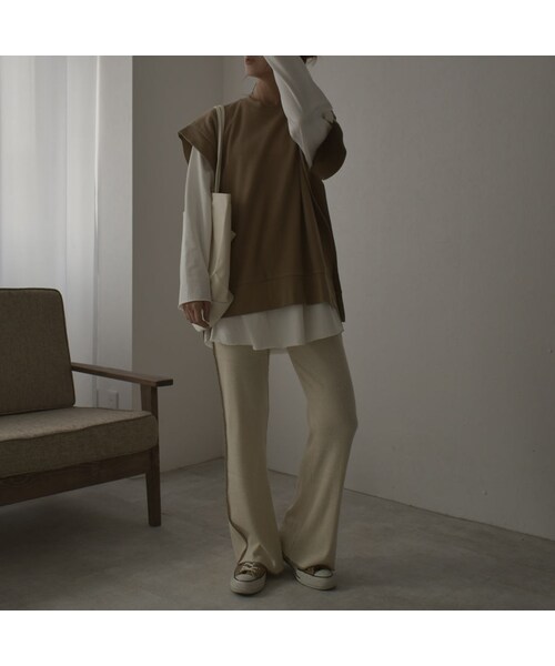 Lavish Gate（ラヴィッシュゲート）の「tops-04044　日本製　２way サーマル ベスト　ブラウン　モカ（ベスト・レディース・その他）」の4枚目の写真