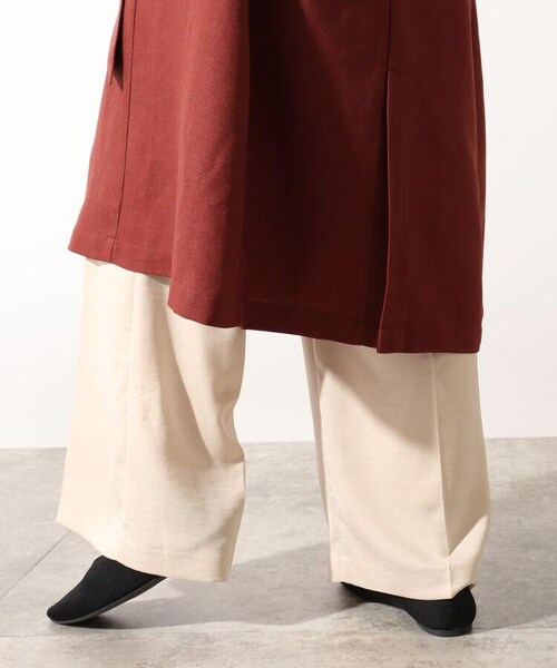 OZOC（オゾック）の「[洗える]ロングジレ（トップス・レディース・ナチュラル(050)/ブラウン(042)/モデル情報:身長158cm 着用サイズ38(M)・38(M)）」の10枚目の写真