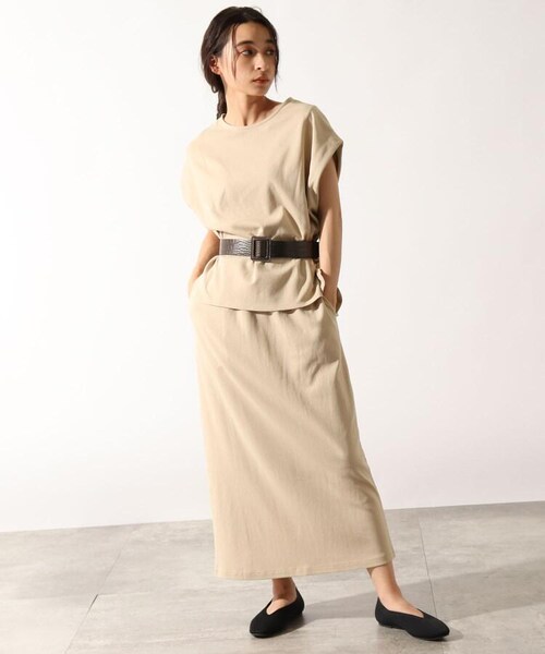 OZOC（オゾック）の「[洗える]ロングナロースカート（スカート・レディース・ナチュラル(050)/ベージュ(052)/ライトパープル(081)/モデル情報:身長157cm 着用サイズ38(M)・38(M)）」の14枚目の写真