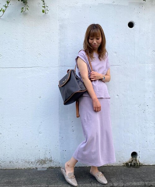 OZOC（オゾック）の「[洗える]ロングナロースカート（スカート・レディース・ナチュラル(050)/ベージュ(052)/ライトパープル(081)/モデル情報:身長157cm 着用サイズ38(M)・38(M)）」の19枚目の写真