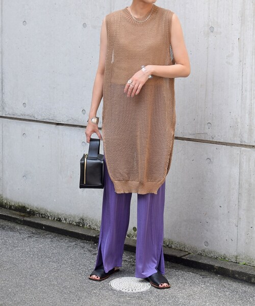 no brand(ノーブランド)の「メッシュニットロングベスト(ベスト・レディース・その他)」の7枚目の写真