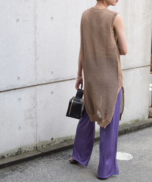 no brand(ノーブランド)の「メッシュニットロングベスト(ベスト・レディース・その他)」の5枚目の写真