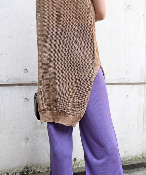 no brand(ノーブランド)の「メッシュニットロングベスト(ベスト・レディース・その他)」の6枚目の写真