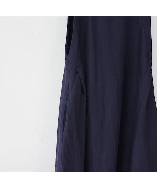 美品✨【homspun】リネン ノースリーブ ワンピース ホームスパン 日本製 homspun(ホームスパン) コットンリネン タータンノースリーブ