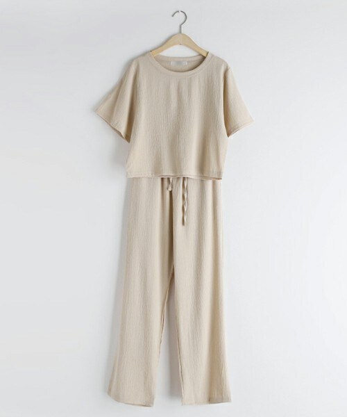 DHOLIC（ディーホリック）の「Tシャツ&パンツSET（Tシャツ/カットソー・レディース・ブルー/ベージュ・FREE）」の2枚目の写真