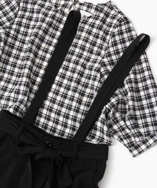 LOWRYS FARM（ローリーズファーム）の「フハク７分袖＊テーパードパンツ（ワンピース/ドレス・レディース・オフ×デニム/チェック×ブラック/ストライプ×ネイビー・Ｍ/Ｌ）」の13枚目の写真
