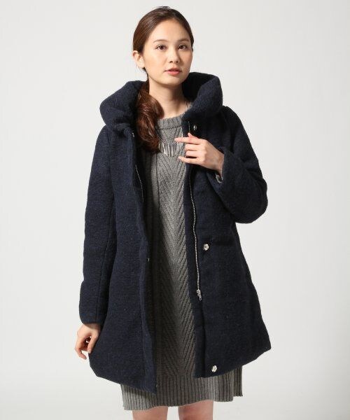 GLOBAL WORK（グローバルワーク）の「【イタリア製スライバーニット使用】スライバーナカワタコート（ジャケット/アウター・レディース・ライトグレー15/チャコールグレー19/ブルー85/ネイビー88・Ｓ/Ｍ/Ｌ）」の4枚目の写真