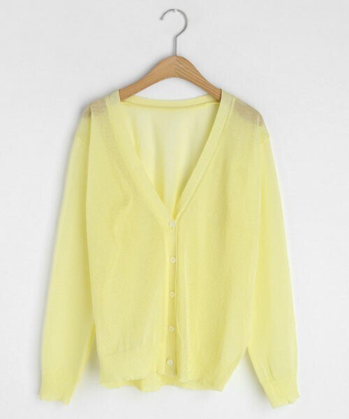 DHOLIC（ディーホリック）の「シアーVネックカーディガン（カーディガン/ボレロ・レディース・ホワイト/イエロー/グリーン/ブラック/ベージュ・FREE）」の5枚目の写真
