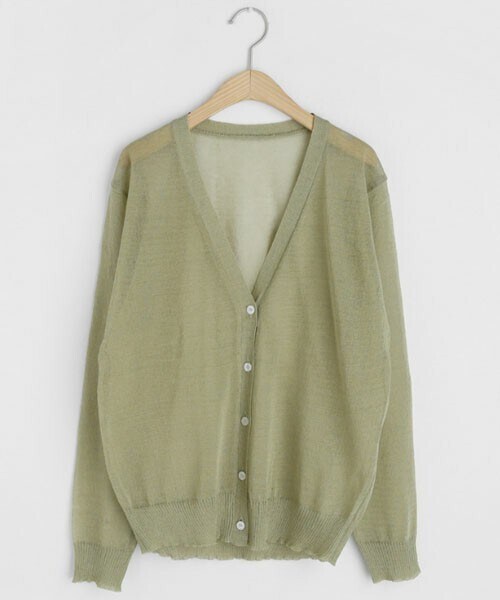 DHOLIC（ディーホリック）の「シアーVネックカーディガン（カーディガン/ボレロ・レディース・ホワイト/イエロー/グリーン/ブラック/ベージュ・FREE）」の4枚目の写真