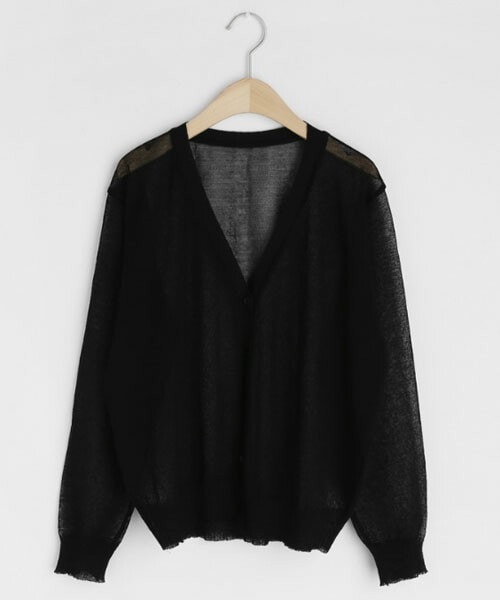 DHOLIC（ディーホリック）の「シアーVネックカーディガン（カーディガン/ボレロ・レディース・ホワイト/イエロー/グリーン/ブラック/ベージュ・FREE）」の2枚目の写真