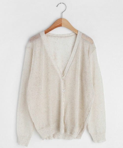 DHOLIC（ディーホリック）の「シアーVネックカーディガン（カーディガン/ボレロ・レディース・ホワイト/イエロー/グリーン/ブラック/ベージュ・FREE）」の3枚目の写真