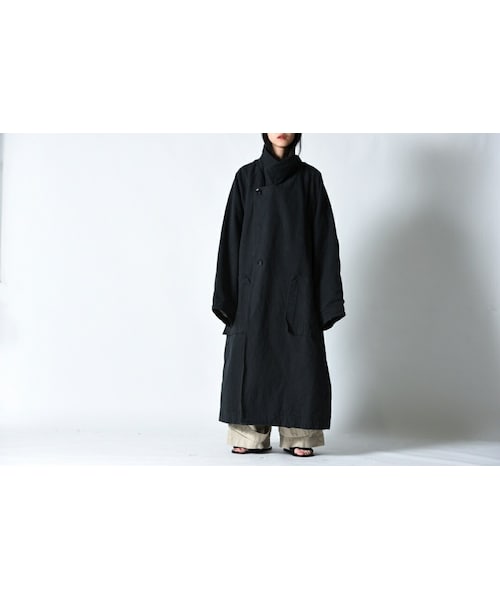 my beautiful landlet(マイビューティフルランドレット)の「My Beautiful Landlet 先染めロングコート(その他アウター・レディース・ブラック/グリーン・1)」の1枚目の写真