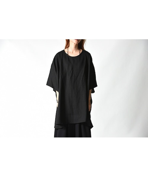 BISHOOL(ビシュール)の「BISHOOL Linen Tag Big Cut Sew(Tシャツ/カットソー・レディース・ホワイト/ベージュ/ブラック・F)」の2枚目の写真