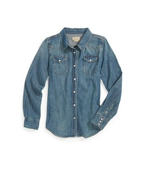 RALPH LAUREN（ラルフ ローレン）の「Ralph Lauren 'Western' Denim Shirt (Big Girls)（シャツ/ブラウス・キッズ・Taylor Wash・Big Girl 7/Big Girl 16/Big Girl 14）」の2枚目の写真