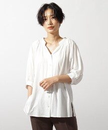 OZOC | [洗える]シャーリングネックパフスリーブブラウス(トップス)