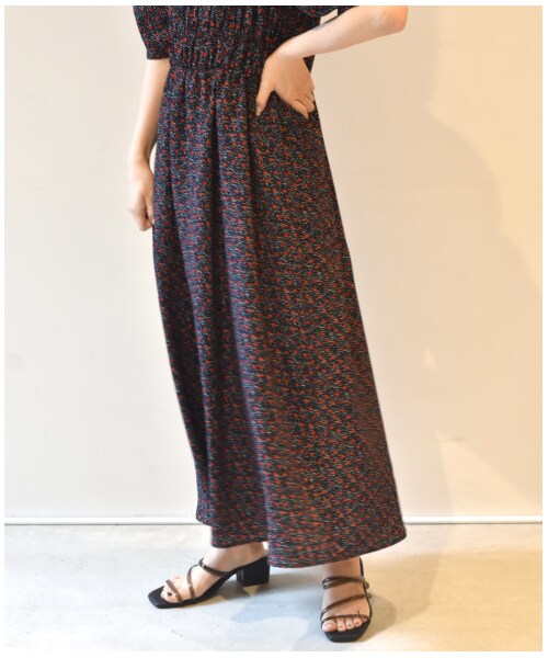 w closet(ダブルクローゼット)の「シャーリングワンピース(ワンピース/ドレス・レディース・Dネイビー/ブルー/ヒョウ柄ブラック/グレー/無地ブラック・FREE/M/L)」の19枚目の写真
