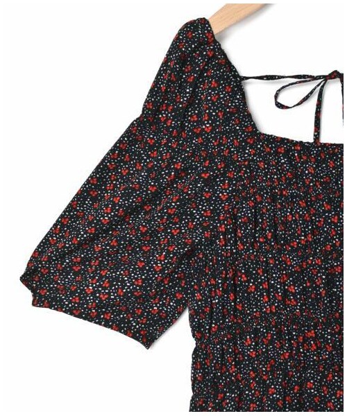 w closet(ダブルクローゼット)の「シャーリングワンピース(ワンピース/ドレス・レディース・Dネイビー/ブルー/ヒョウ柄ブラック/グレー/無地ブラック・FREE/M/L)」の13枚目の写真