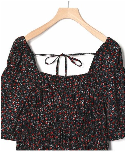 w closet(ダブルクローゼット)の「シャーリングワンピース(ワンピース/ドレス・レディース・Dネイビー/ブルー/ヒョウ柄ブラック/グレー/無地ブラック・FREE/M/L)」の12枚目の写真