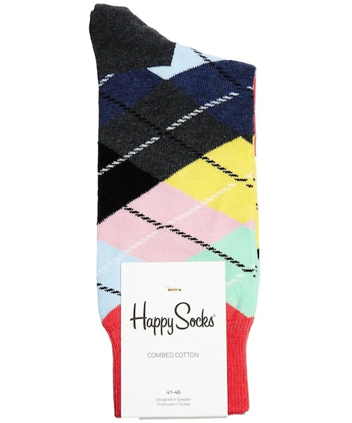 Happy Socks（ハッピーソックス）の「Happy Socks Argyle Socks（レッグウェア・blackmulti・One Size）」の3枚目の写真