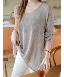 HOTPING | 8ColorsVネックシースルーサマーニット(ニット/セーター)