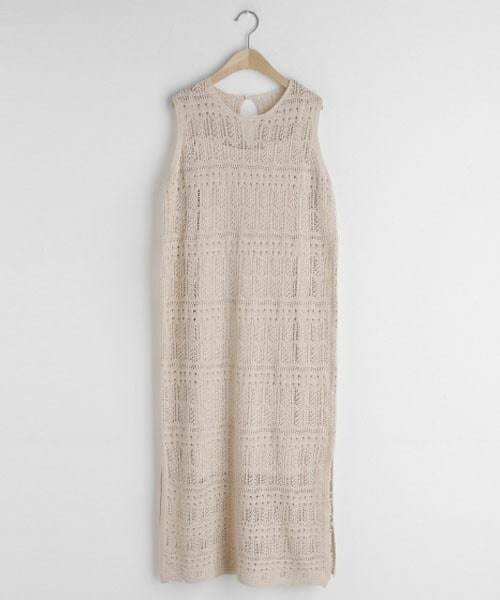 DHOLIC（ディーホリック）の「スリップ付シアーニットワンピース（ワンピース・レディース・ホワイト/ブラック/ベージュ・FREE）」の3枚目の写真