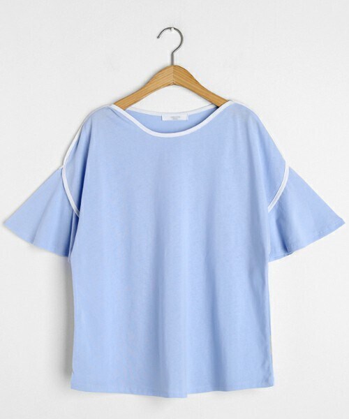 DHOLIC（ディーホリック）の「配色ラインフレアスリーブTシャツ（Tシャツ/カットソー・レディース・ホワイト/ブラック/ブルー・FREE）」の3枚目の写真