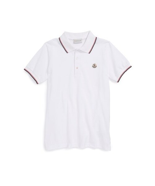 MONCLER（モンクレール）の「Moncler Stripe Polo Shirt (Big Boys)（ポロシャツ・White/Red・Big Boy 10Y/Big Boy 8Y）」の2枚目の写真