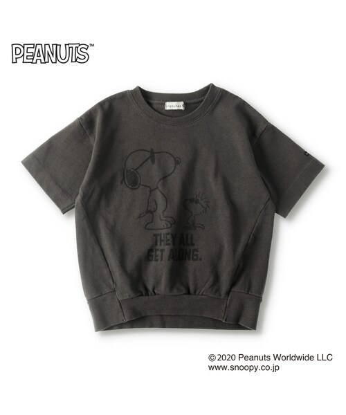 BRANSHES(ブランシェス)の「スヌーピー&ウッドストック半袖Tシャツ(Tシャツ/カットソー・キッズ・ライトグリーン/チャコールグレー・90cm~130cm)」の2枚目の写真